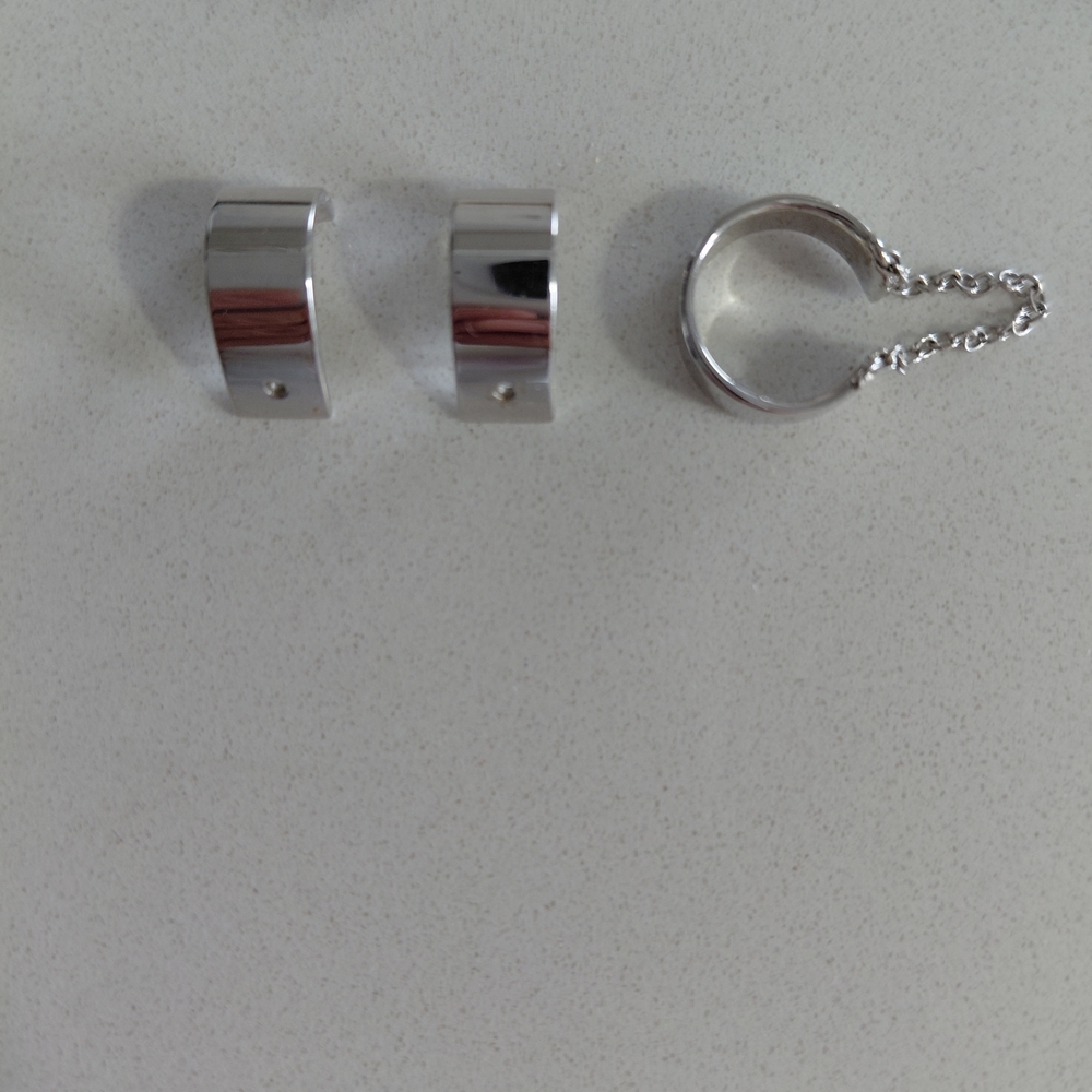 Mejuri Sterling Silver Ear Cuffs  and Ear Cuff With Chain